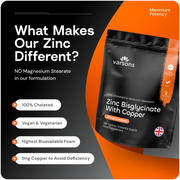 Zinc Bisglycinate 25mg with Copper, 6 Months Supply - Fully Chelated & Magnesium Stearate-Free