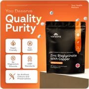 Zinc Bisglycinate 25mg with Copper, 6 Months Supply - Fully Chelated & Magnesium Stearate-Free